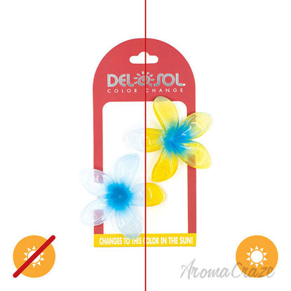 Picture of Color-Changing Hair Clips Color Splash Plumeria Blue to Yellow by DelSol for Women 1 Pair Hair Clips