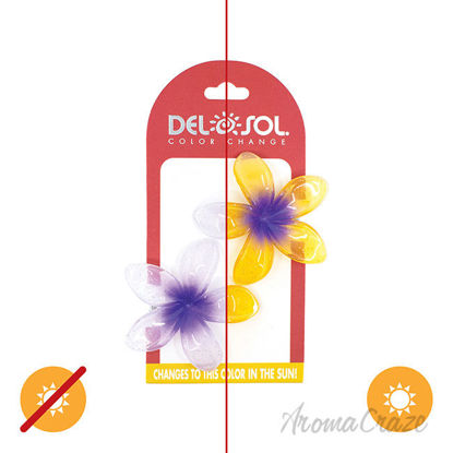 Picture of Color-Changing Hair Clips Color Splash Plumeria Purple to Yellow by DelSol for Women 1 Pair Hair Clips
