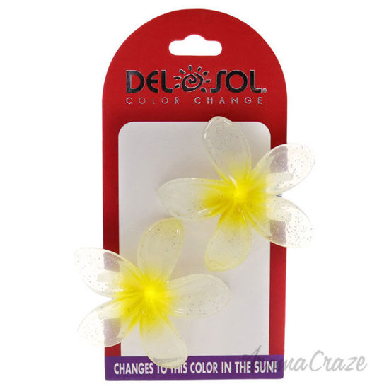 Picture of Color-Changing Hair Clips Color Splash Plumeria Yellow to Purple by DelSol for Women 1 Pair Hair Clips