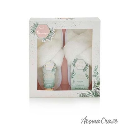 Picture of Spa Botanique Luxury Slipper Set by Style and Grace for Women - 3 Pc 3.5oz Bath Crystals, 3.7oz Body Lotion, Slippers