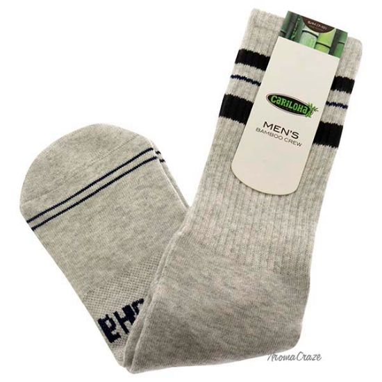 Picture of Bamboo Striped Crew Socks - Heather Gray by Cariloha for Men - 1 Pair Socks (S/M)