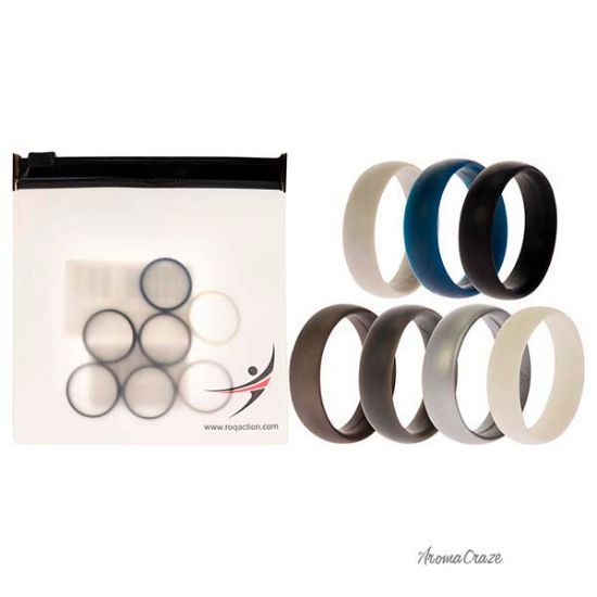 Picture of Silicone Wedding 6mm Smooth Solid Ring Set by ROQ for Men - 7 x 7 mm Ring