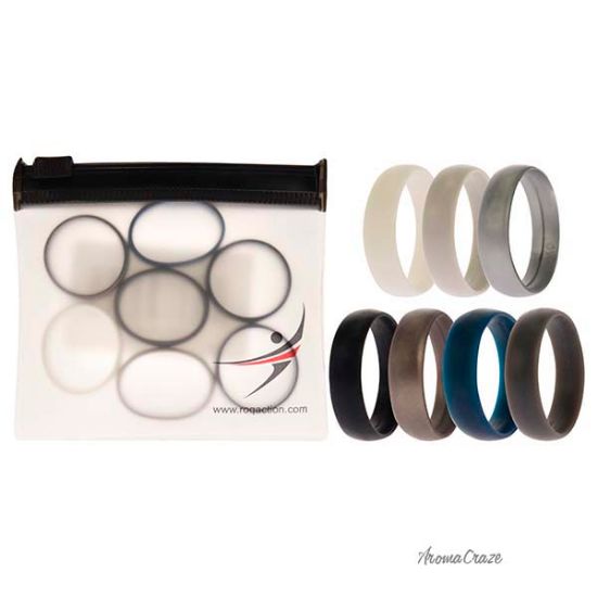 Picture of Silicone Wedding 6mm Smooth Solid Ring Set by ROQ for Men - 7 x 10 mm Ring
