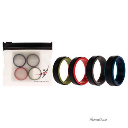 Picture of Silicone Wedding 2Layer Step Ring Set - Black by ROQ for Men - 4 x 9 mm Ring