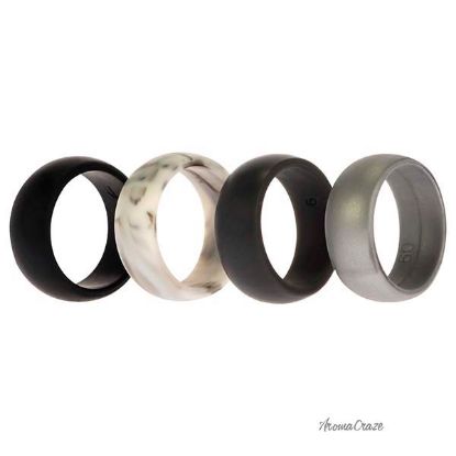Picture of Silicone Wedding Ring Set - Marble by ROQ for Men - 4 x 9 mm Ring