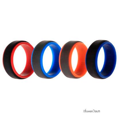 Picture of Silicone Wedding 2Layer Step Ring Set - Grey Black by ROQ for Men - 4 x 8 mm Ring