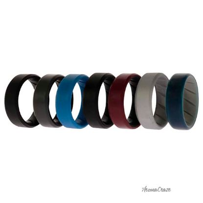 Picture of Silicone Wedding BR 8mm Edge Ring Set - Black by ROQ for Men - 7 x 11 mm Ring