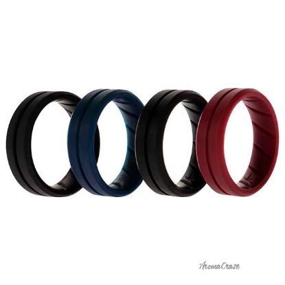 Picture of Silicone Wedding BR Middle Line Ring Set - Basic-Bordo by ROQ for Men - 4 x 11 mm Ring