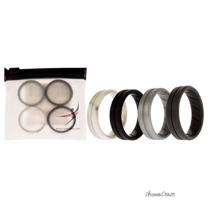 Picture of Silicone Wedding BR Middle Line Ring Set - Basic-Marble by ROQ for Men - 4 x 15 mm Ring
