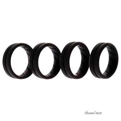 Picture of Silicone Wedding BR Middle Line Ring Set - Basic-Black by ROQ for Men - 4 x 10 mm Ring