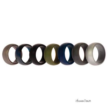 Picture of Silicone Wedding Ring Set - Metal-Camo by ROQ for Men - 7 x 7 mm Ring