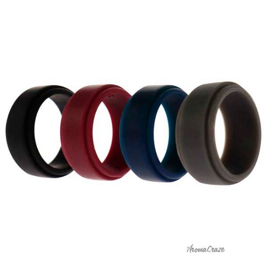 Picture of Silicone Wedding Step Ring Set - Bordeaux by ROQ for Men - 4 x 6 mm Ring